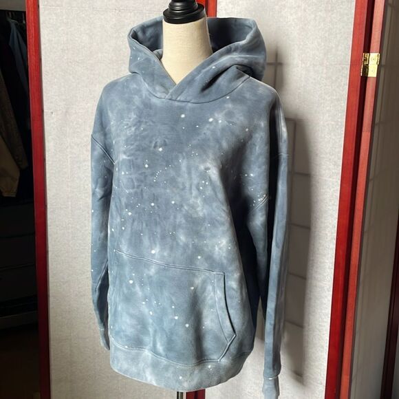 Abercrombie & Fitch Relaxed Fit Blue Tie-Dye & Splatter Print Hoodie (Small) - Picture 4 of 11